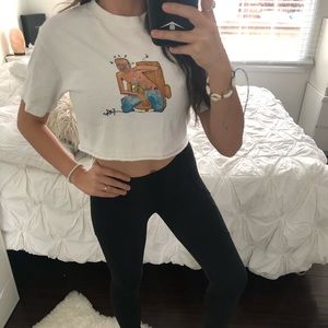 White Logo Cropped Tee